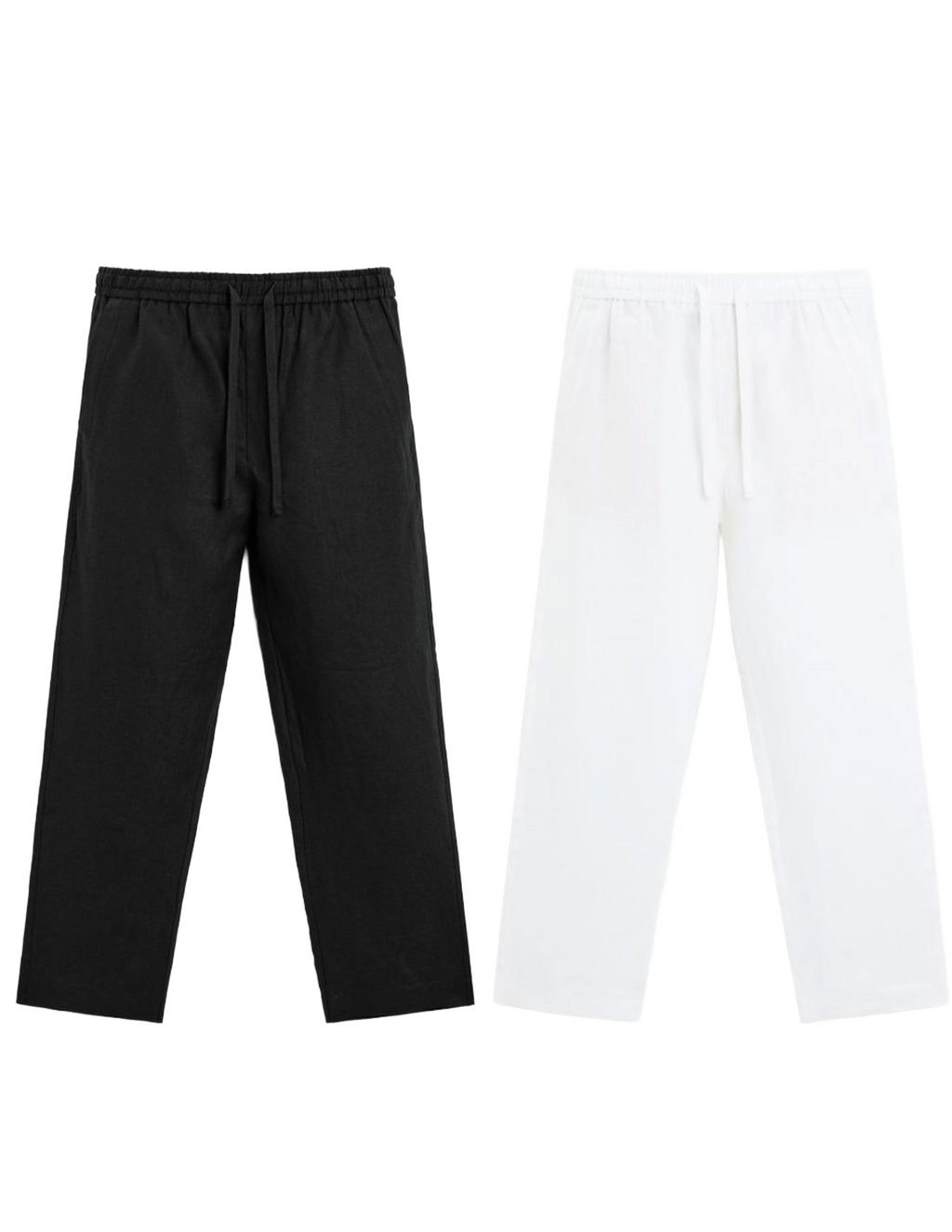 Fabmade Men’S Linen Pajama Combo – White & Black (Pack Of 2) | Grocsy
