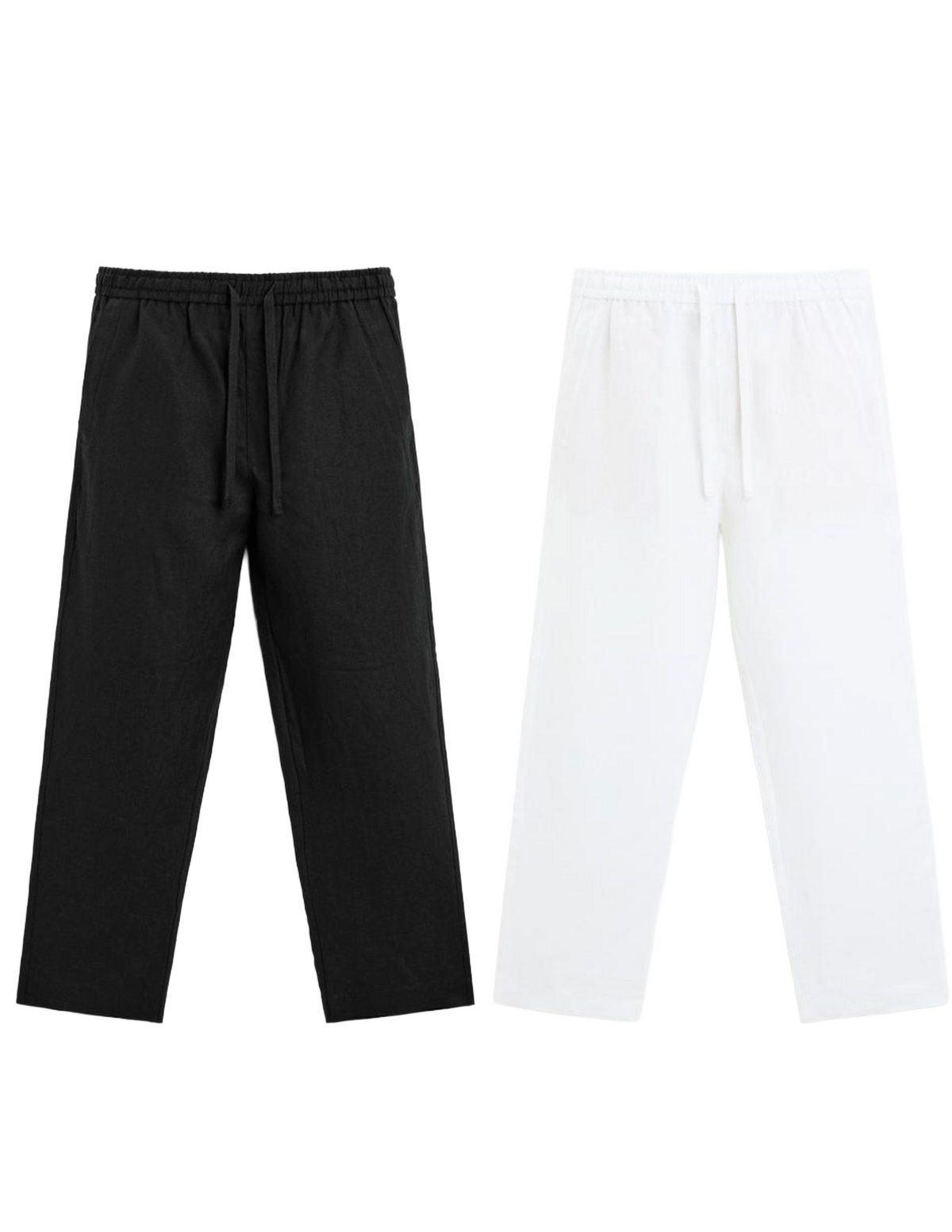 Fabmade Men’S Linen Pajama Combo – White & Black (Pack Of 2) | Grocsy