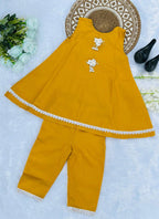 Evanik Yellow Summer Festival Wear Co-Ord Set For Kids | Grocsy