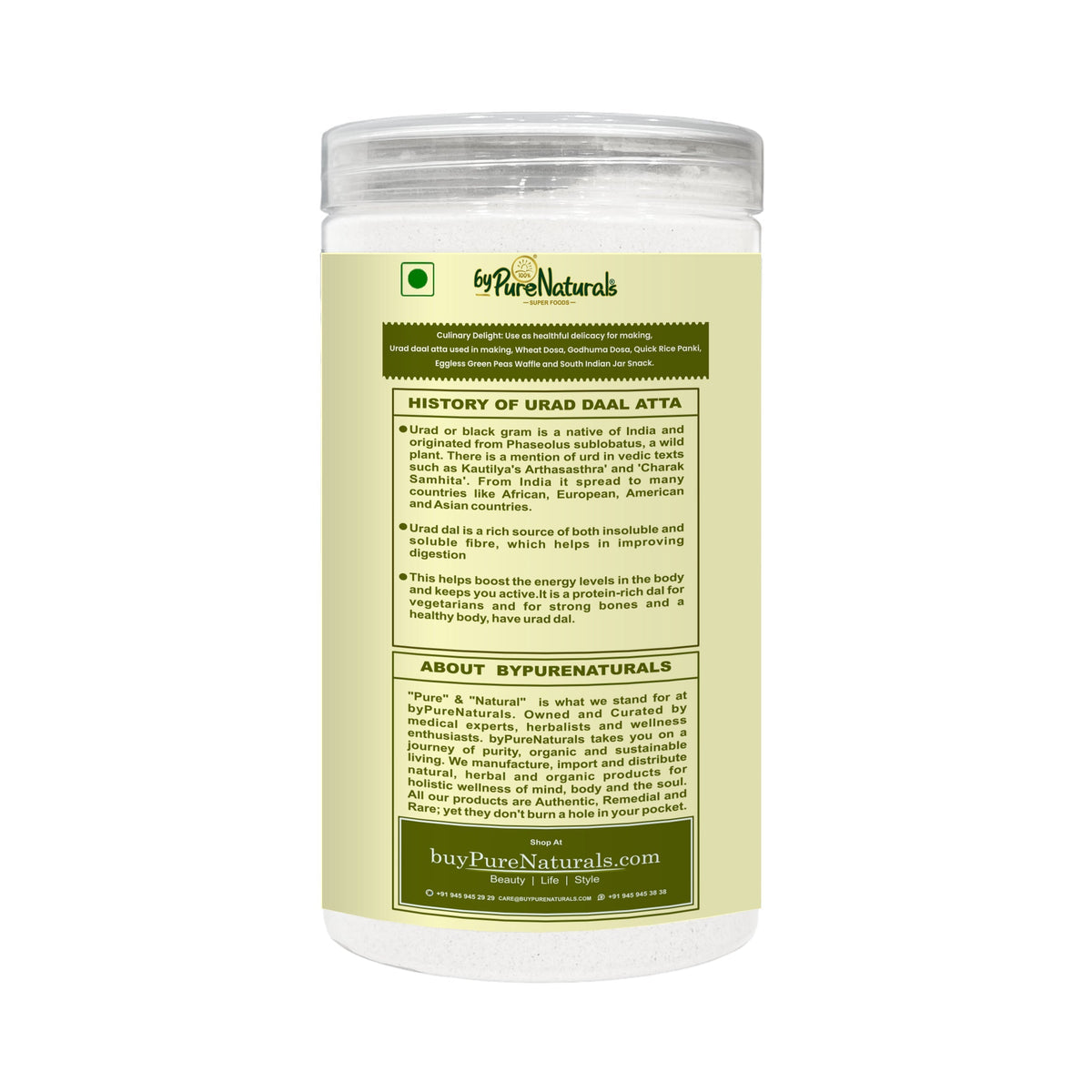 byPureNaturals Urad Daal Atta (Black Lentils Flour) | Grocsy