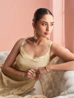 Evanik Cream Cosmos with Coding Sequence With thread Work Palazzo Set | Grocsy