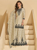 Evanik Off White Chiffon with Embroidery Sequence, Thread Work Palazzo Set | Grocsy