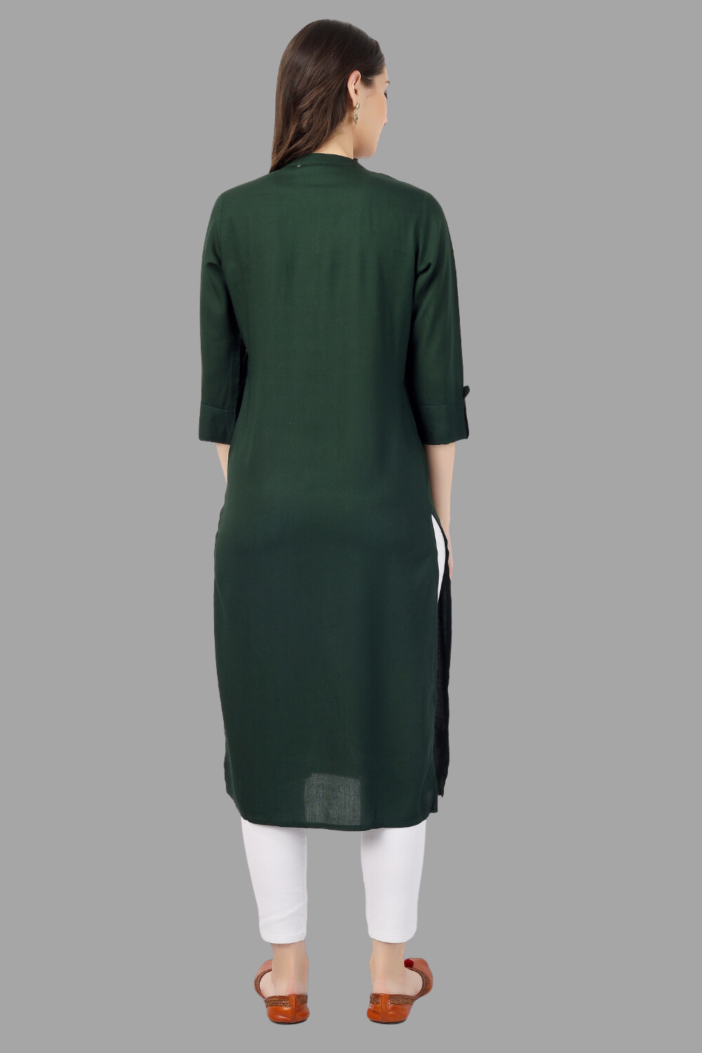 House of RP Women's Green Rayon Chicken Embroidered Straight Kurta | Grocsy