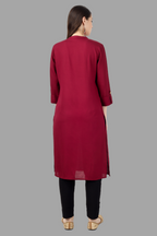 House of RP Women's Maroon Rayon Solid Frontslit Straight Kurta | Grocsy