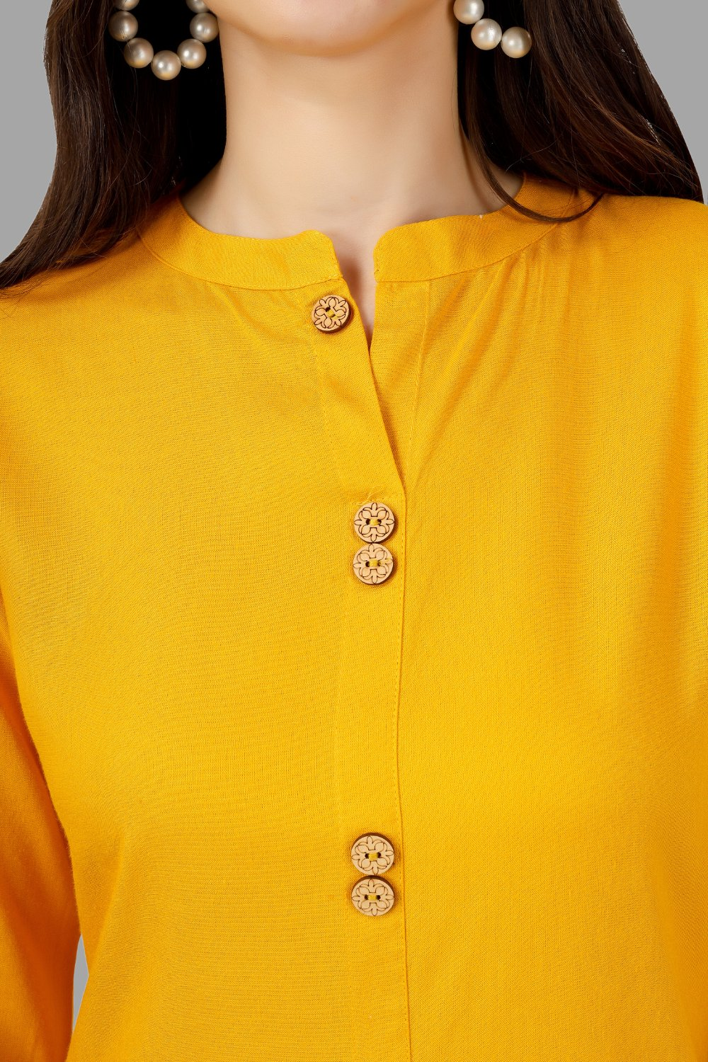 House of RP Women's Yellow Rayon Solid Frontslit Straight Kurta | Grocsy