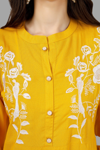 House of RP Women's Yellow Rayon Chicken Embroidered Straight Kurta | Grocsy
