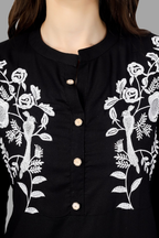 House of RP Women's Black Rayon Chicken Embroidered Straight Kurta | Grocsy