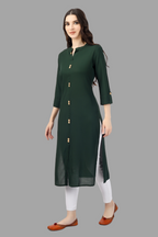 House of RP Women's Green Rayon Solid Frontslit Straight Kurta | Grocsy