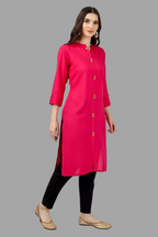 House of RP Women's Pink Rayon Solid Frontslit Straight Kurta | Grocsy