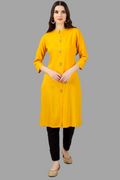 House of RP Women's Yellow Rayon Solid Frontslit Straight Kurta | Grocsy