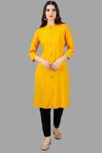 House of RP Women's Yellow Rayon Solid Frontslit Straight Kurta | Grocsy