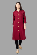 House of RP Women's Maroon Rayon Solid Frontslit Straight Kurta | Grocsy