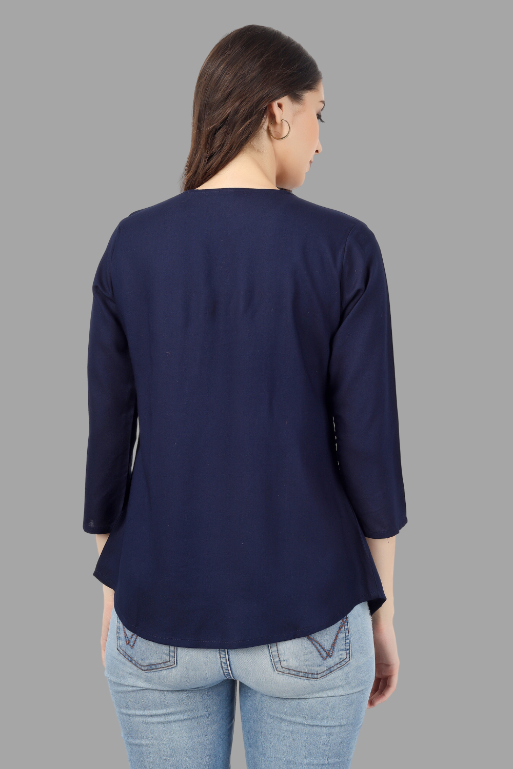 House of RP Women Blue Rayon Embroidered Flared Tunic | Grocsy