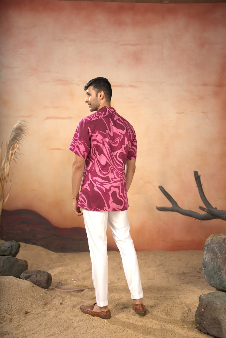 Abstract Marble Print Cotton Shirt by Hilo Design | Grocsy