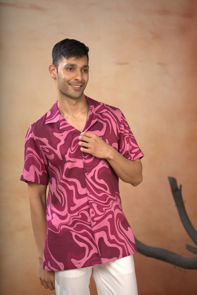 Abstract Marble Print Cotton Shirt by Hilo Design | Grocsy