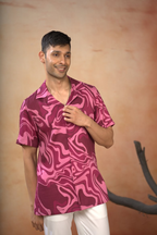 Abstract Marble Print Cotton Shirt by Hilo Design | Grocsy