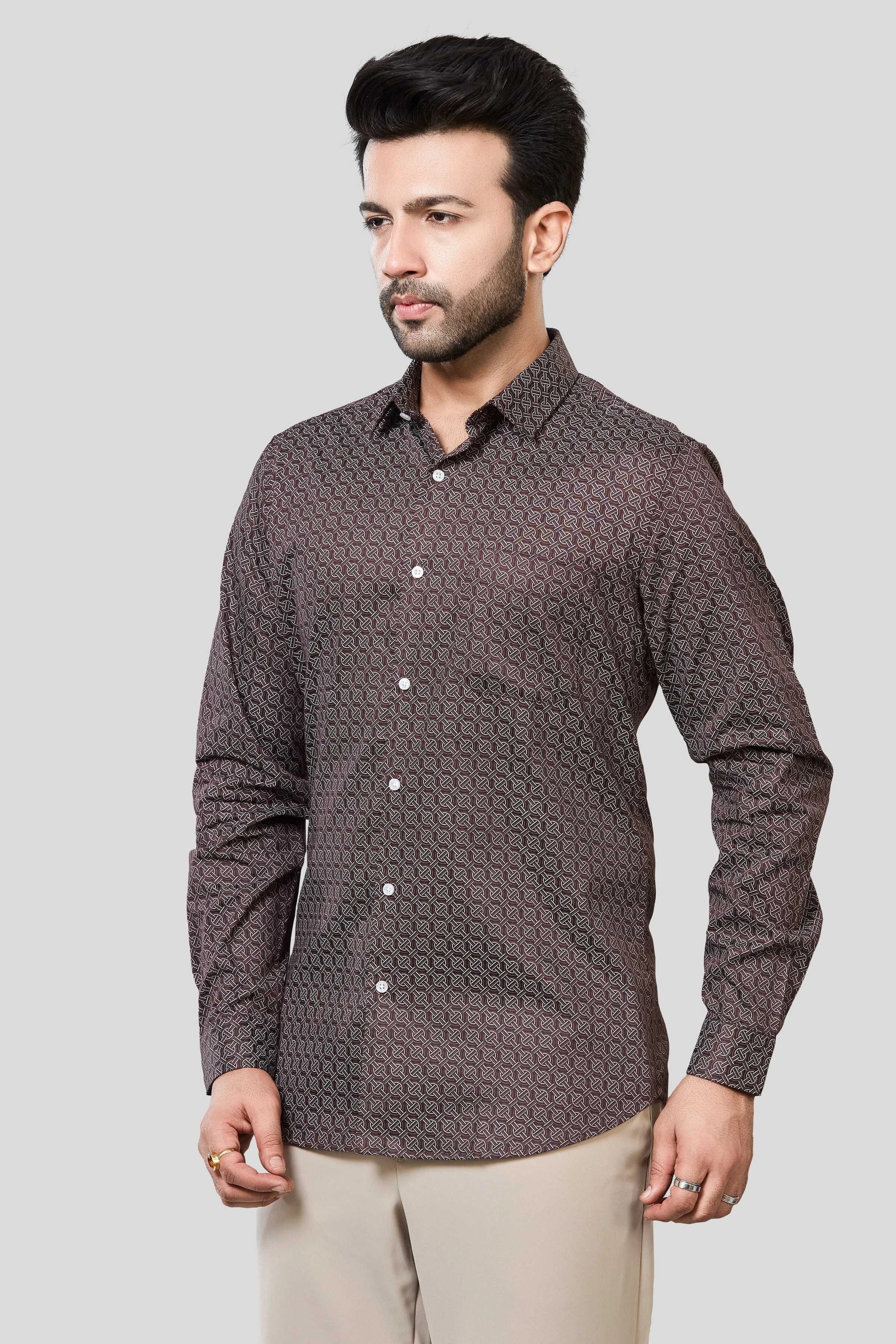 Jonesburg Men's Printed Slim Fit Formal Shirt | Grocsy