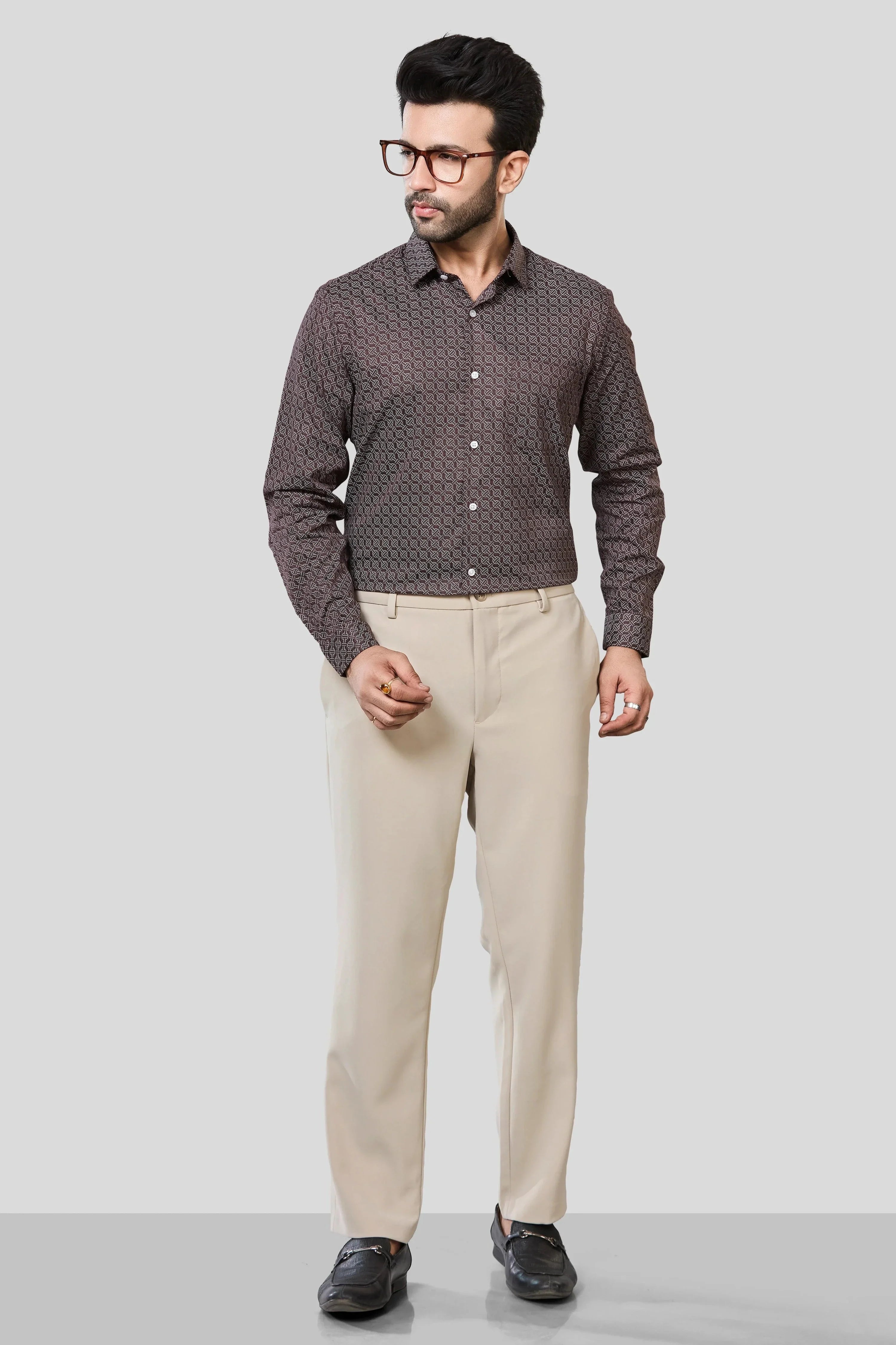 Jonesburg Men's Printed Slim Fit Formal Shirt | Grocsy