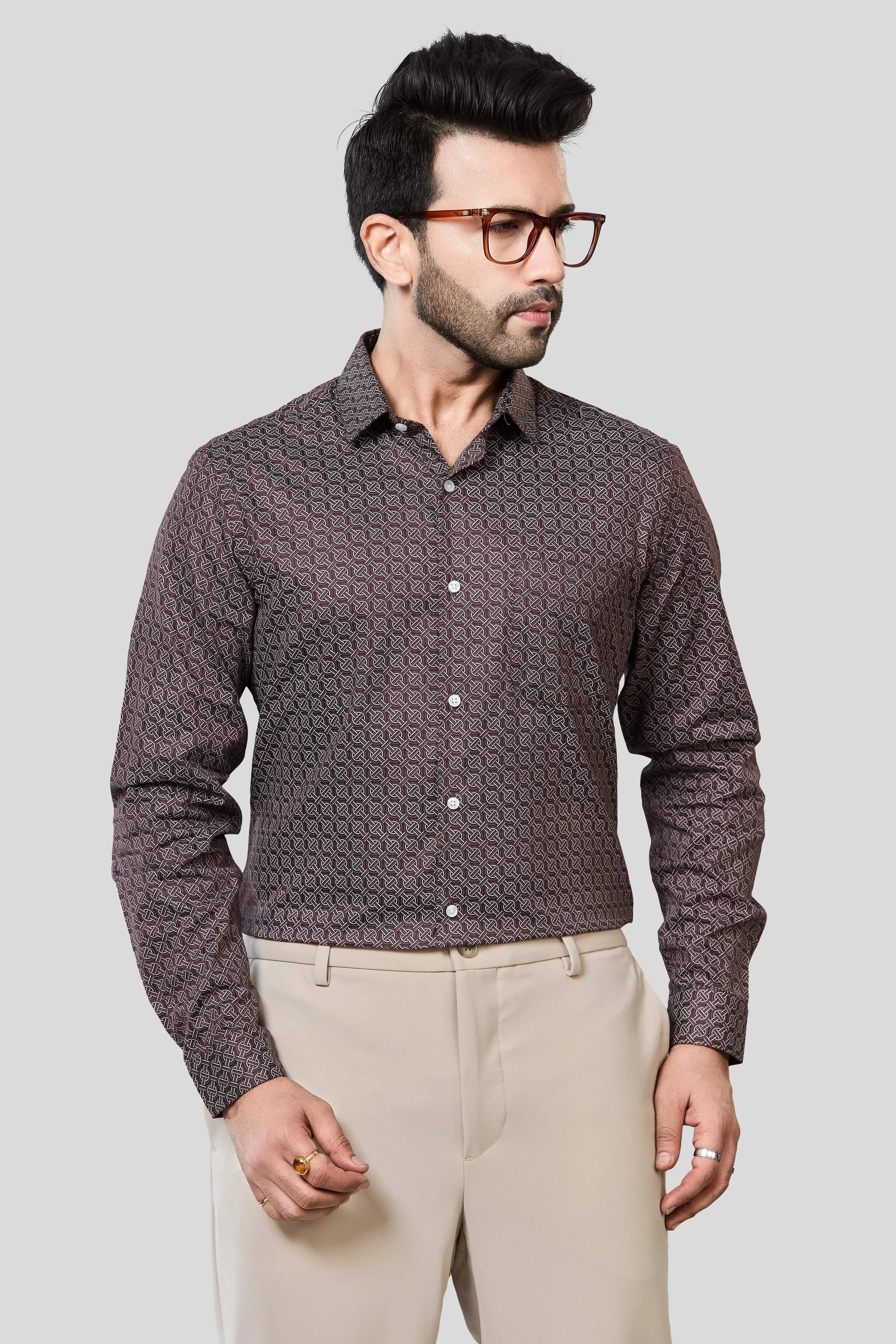 Jonesburg Men's Printed Slim Fit Formal Shirt | Grocsy