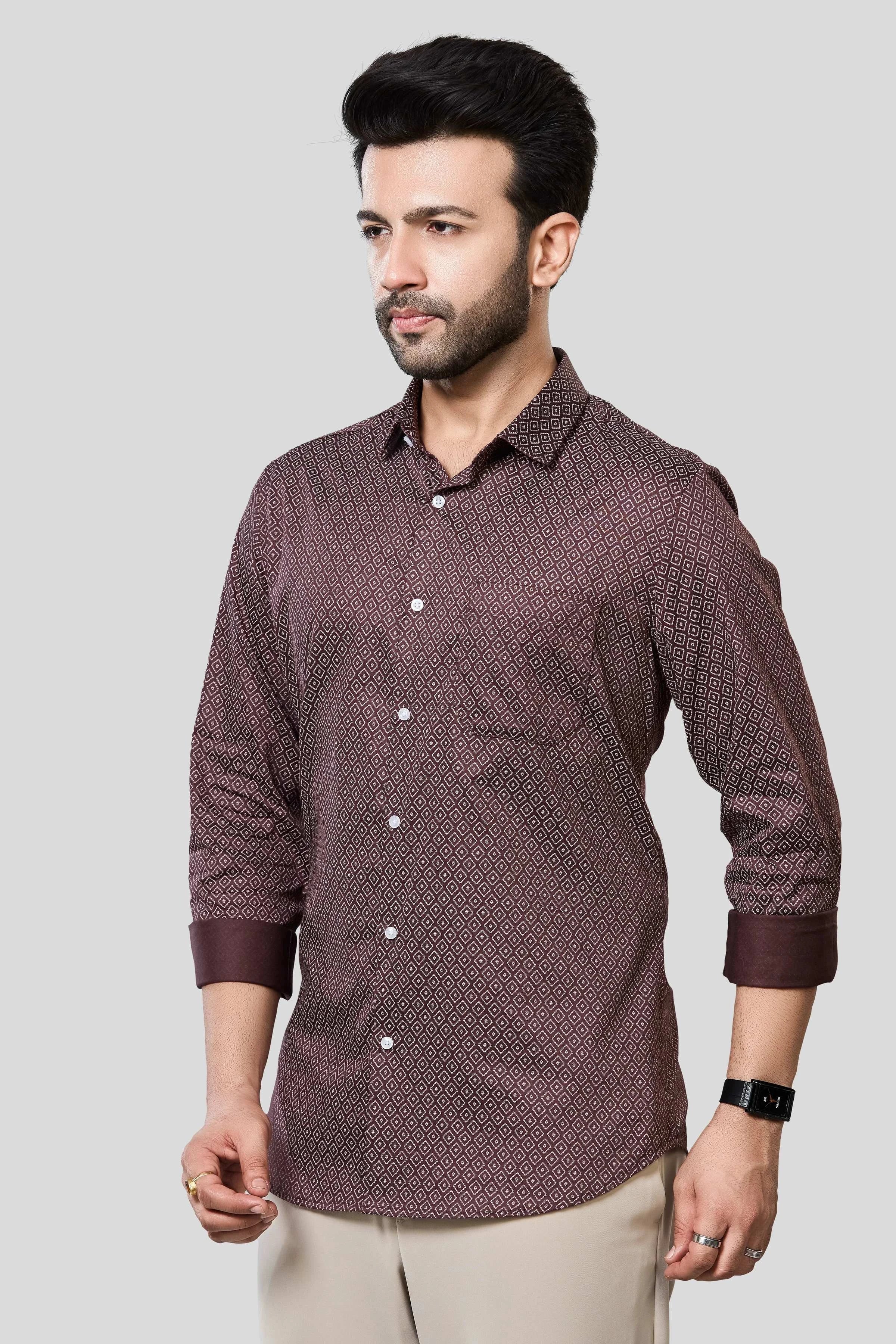 Jonesburg Men's Printed Slim Fit Formal Shirt | Grocsy
