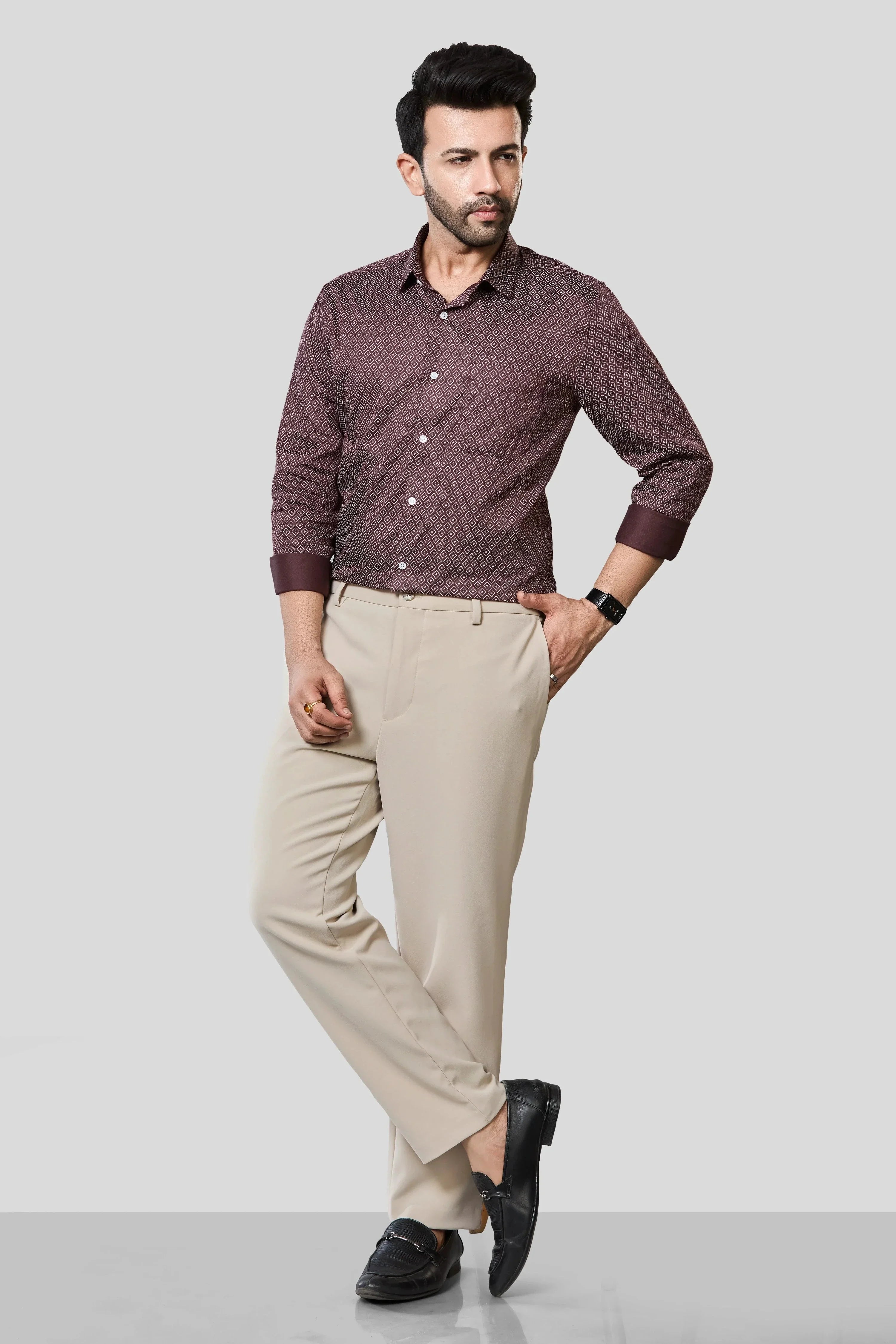 Jonesburg Men's Printed Slim Fit Formal Shirt | Grocsy