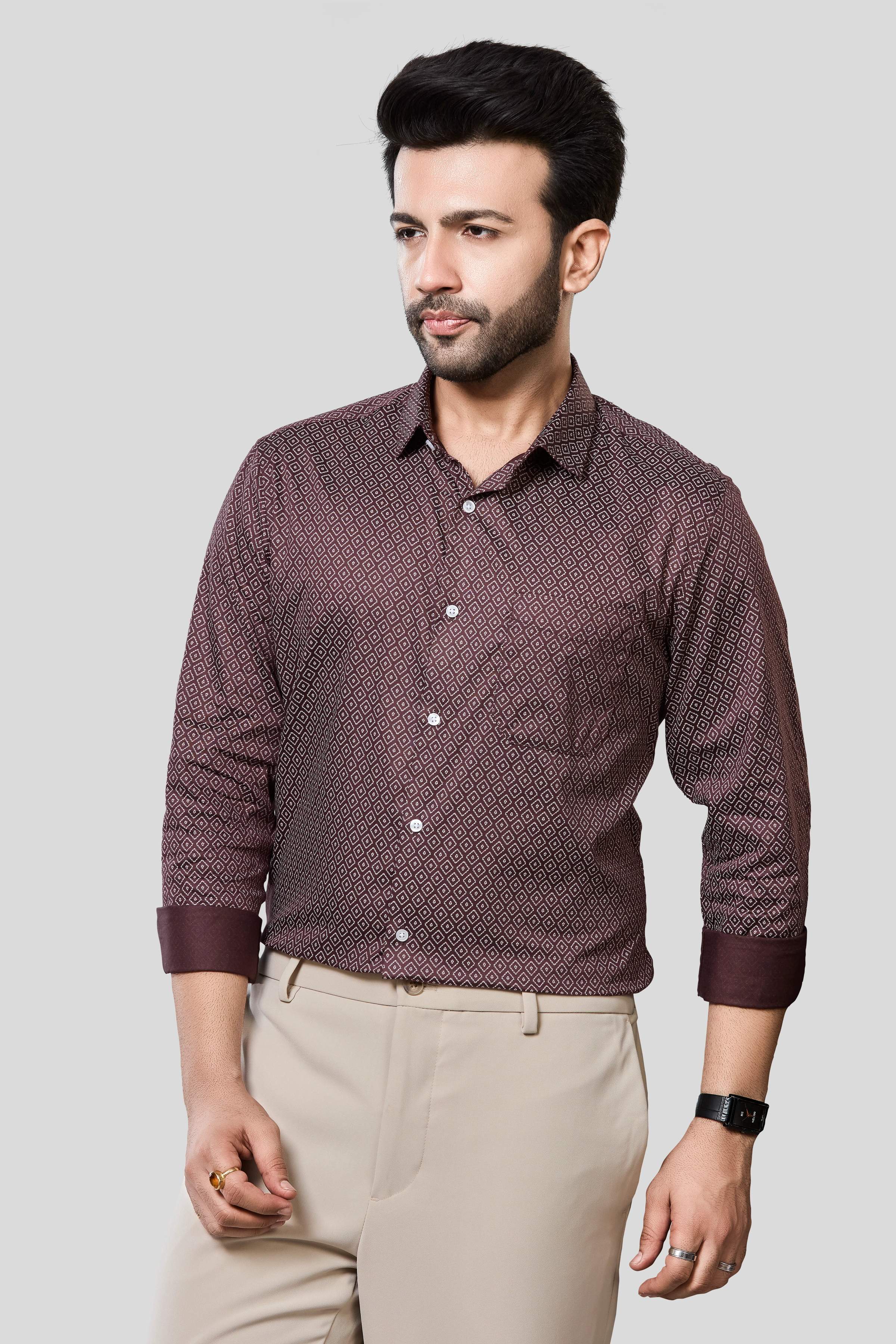 Jonesburg Men's Printed Slim Fit Formal Shirt | Grocsy