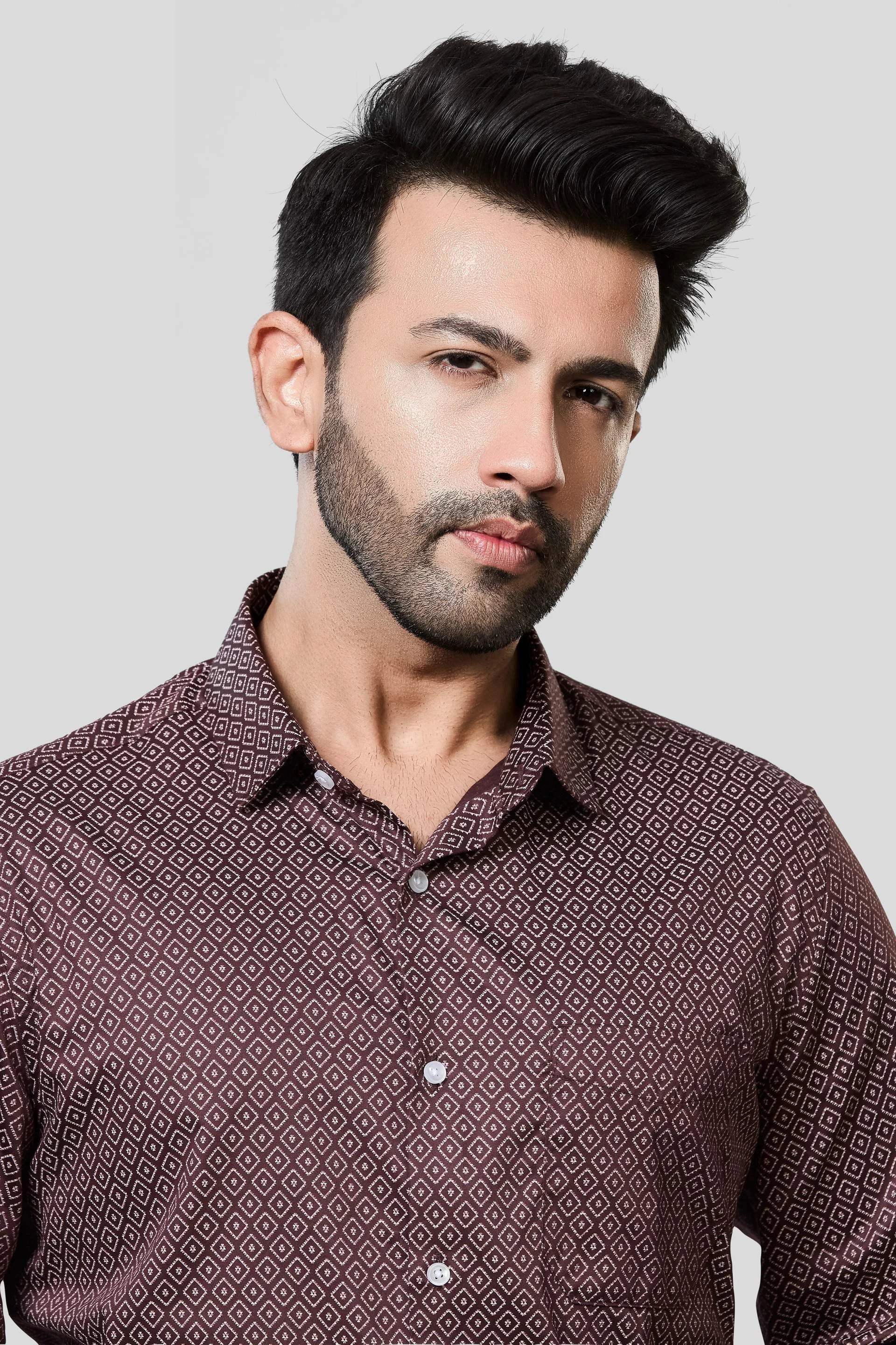 Jonesburg Men's Printed Slim Fit Formal Shirt | Grocsy