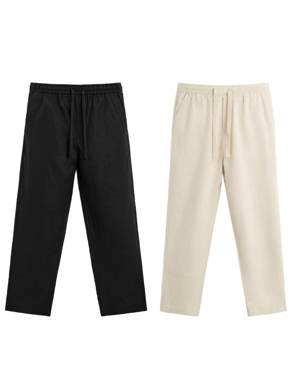 Fabmade Men’S Linen Pajama Combo – Beige & Black (Pack Of 2) | Grocsy