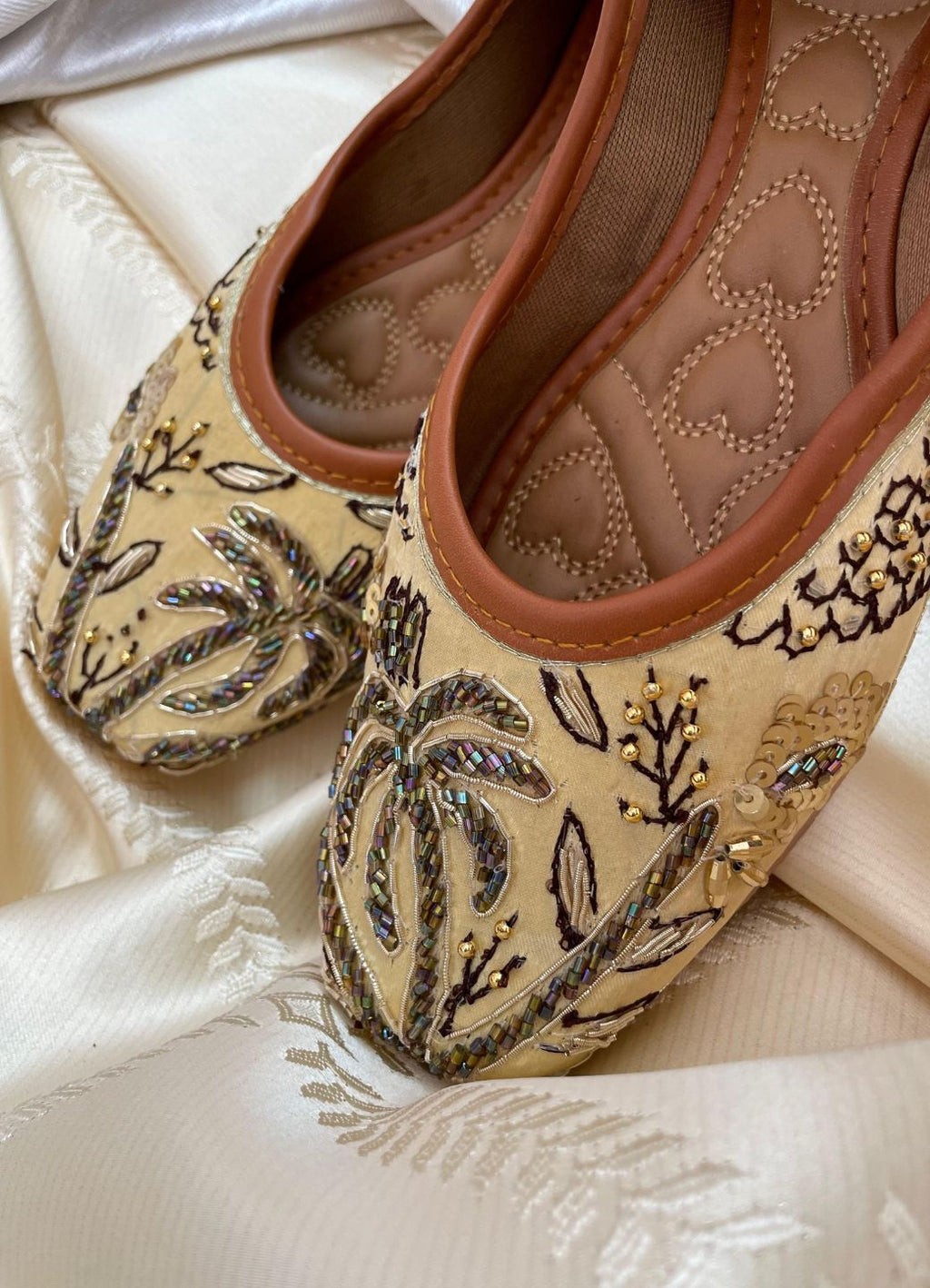 Desi Colour Women Indian Ethnic Footwear-Gold Dabka-1 | Grocsy