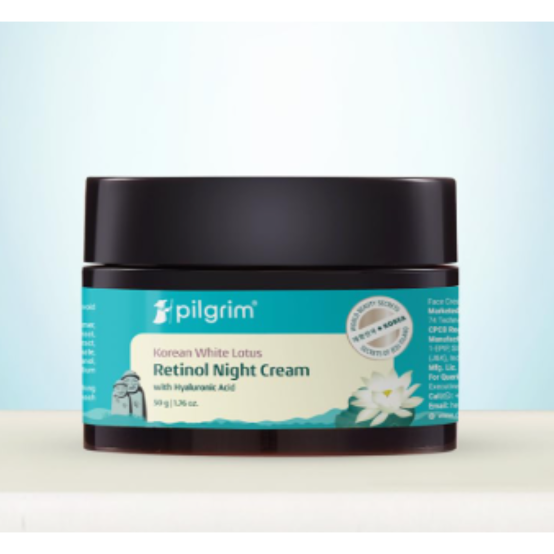 Pilgrim Korean Retinol Anti Aging Night Cream with Hyaluronic Acid & Vitamin C For Young, Wrinkle-free & Radiant Skin | Grocsy