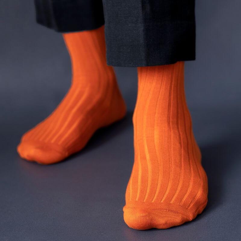 Socksoho Luxury Men Socks Tangy Orange | Grocsy