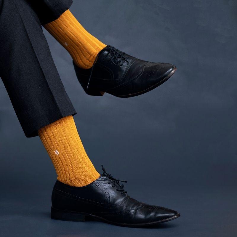 Socksoho Luxury Men Socks Sanguine Mustard | Grocsy
