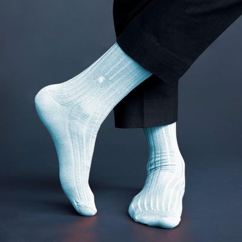 Socksoho Luxury Men Socks Crystal Blue | Grocsy