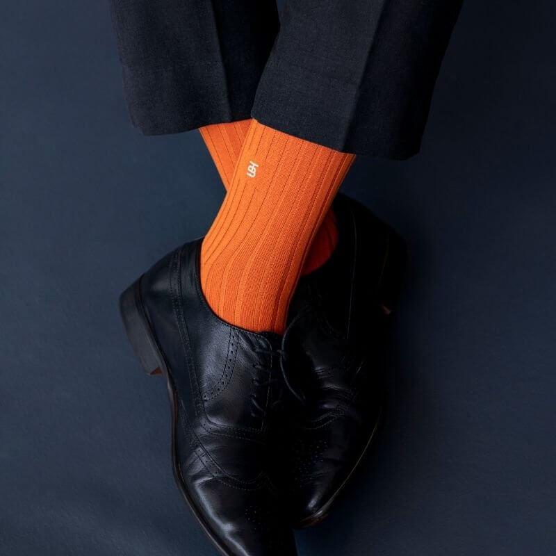 Socksoho Luxury Men Socks Tangy Orange | Grocsy
