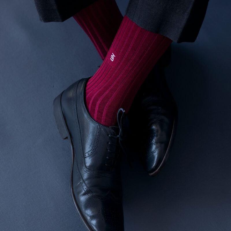Socksoho Luxury Men Socks Bold Burgundy | Grocsy
