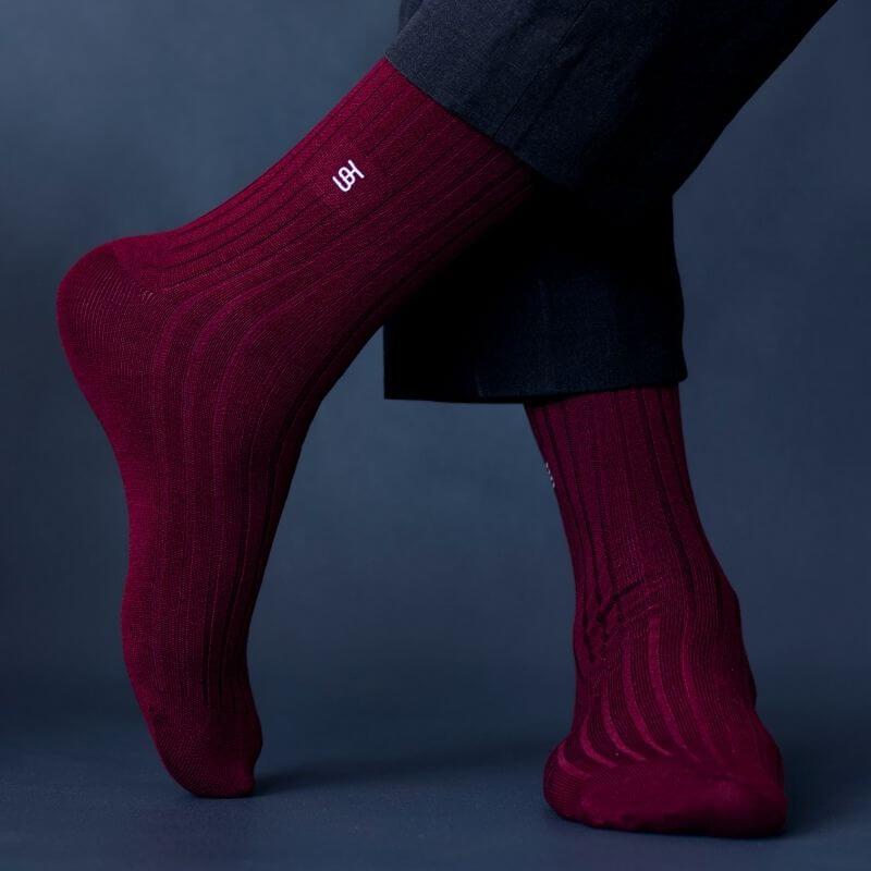 Socksoho Luxury Men Socks Bold Burgundy | Grocsy