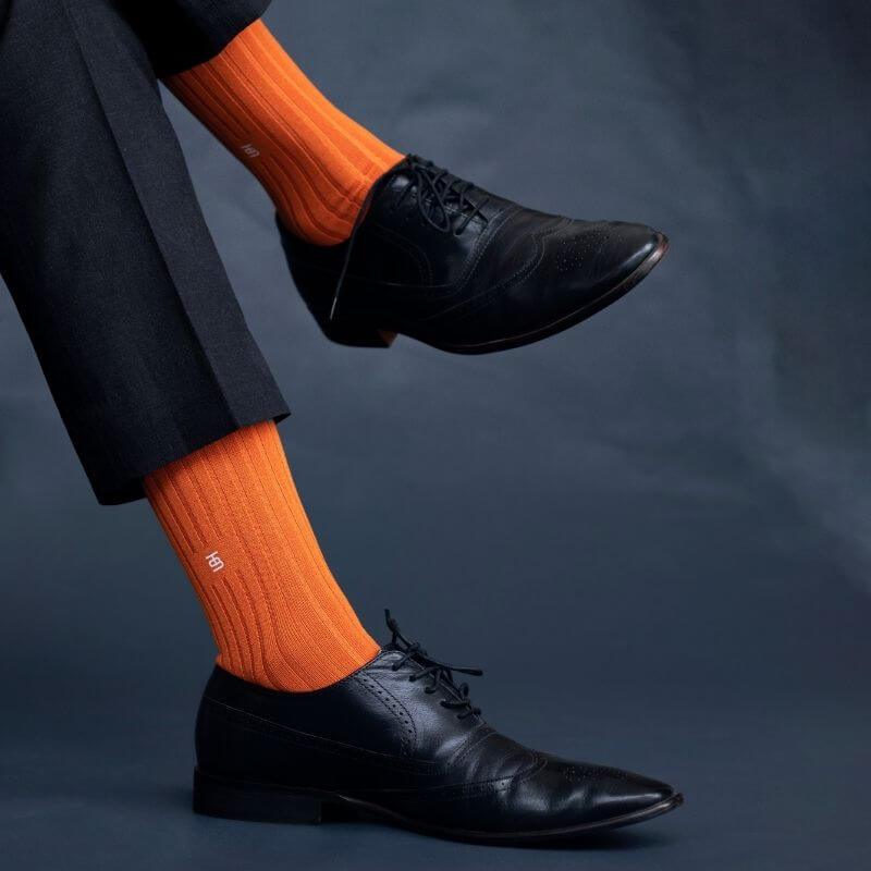 Socksoho Luxury Men Socks Tangy Orange | Grocsy