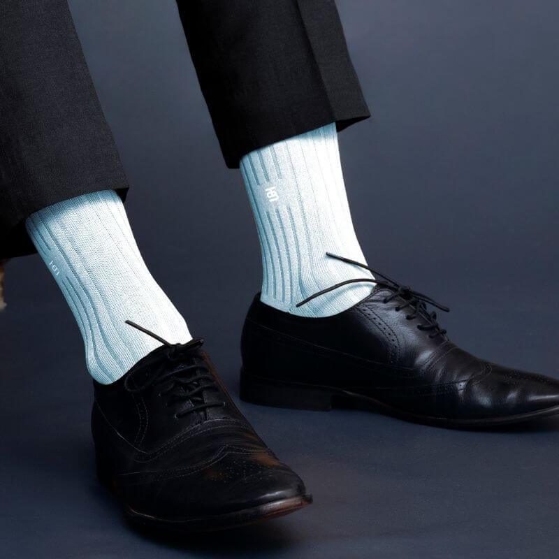 Socksoho Luxury Men Socks Crystal Blue | Grocsy