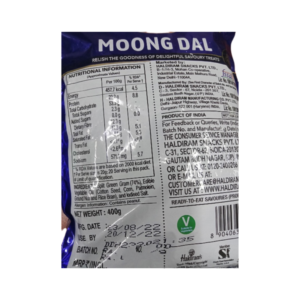 Haldiram's Moong Dal | Crispy Fried Lentil Namkeen Snack - Swadesiicart