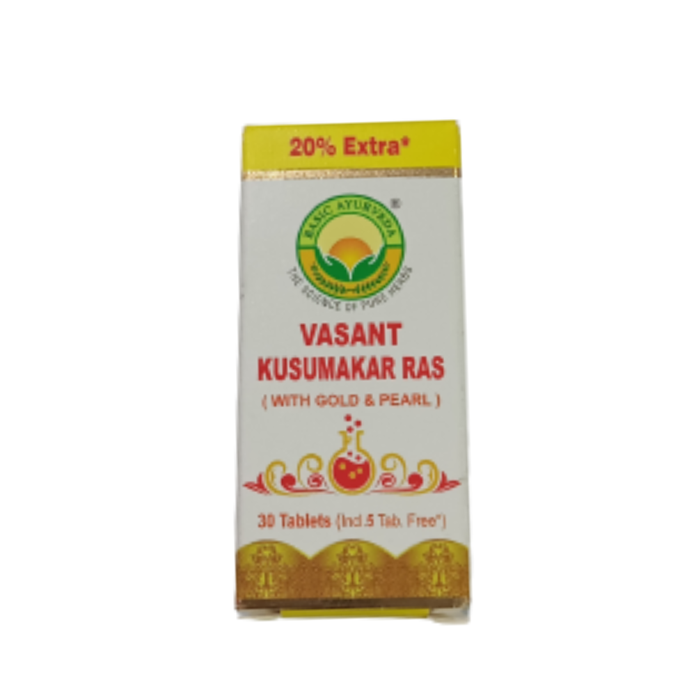 Basic Ayurveda Vasant Kusumakar Ras (With Gold) Tablets | Grocsy