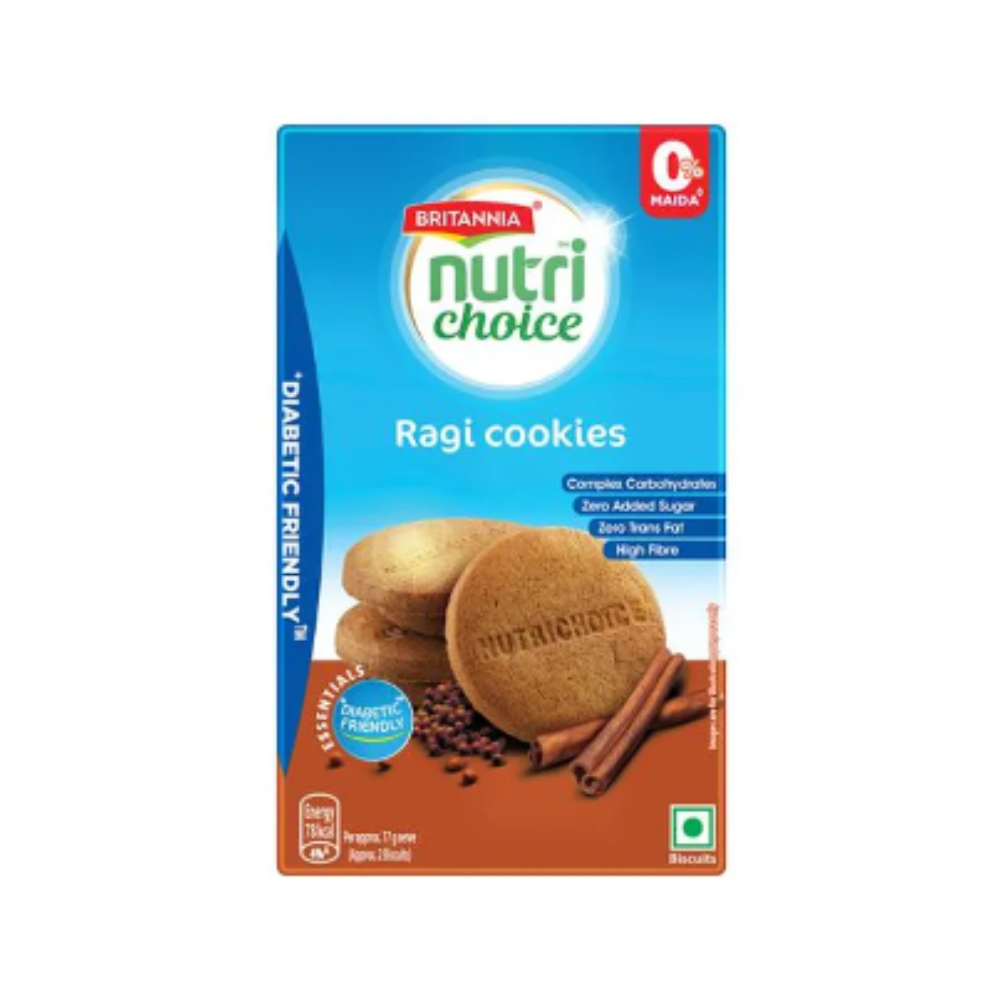 Britannia Nutri Choice Essentials Ragi Cookies - No Added Sugar | Grocsy