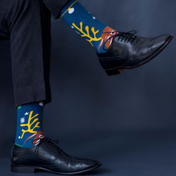 Socksoho Luxury Men Socks Happy Reindeer Edition | Grocsy