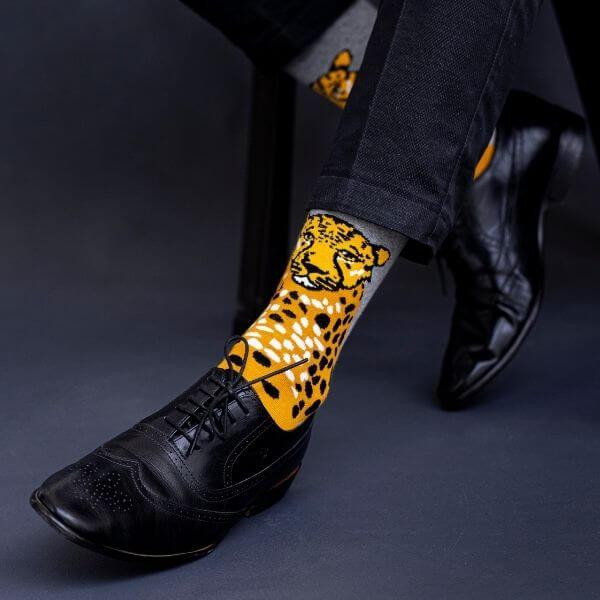 Socksoho Luxury Men Socks Fearless Leopard | Grocsy