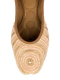 Desi Colour Women Indian Ethnic Footwear-Peach Circle Pearl | Grocsy