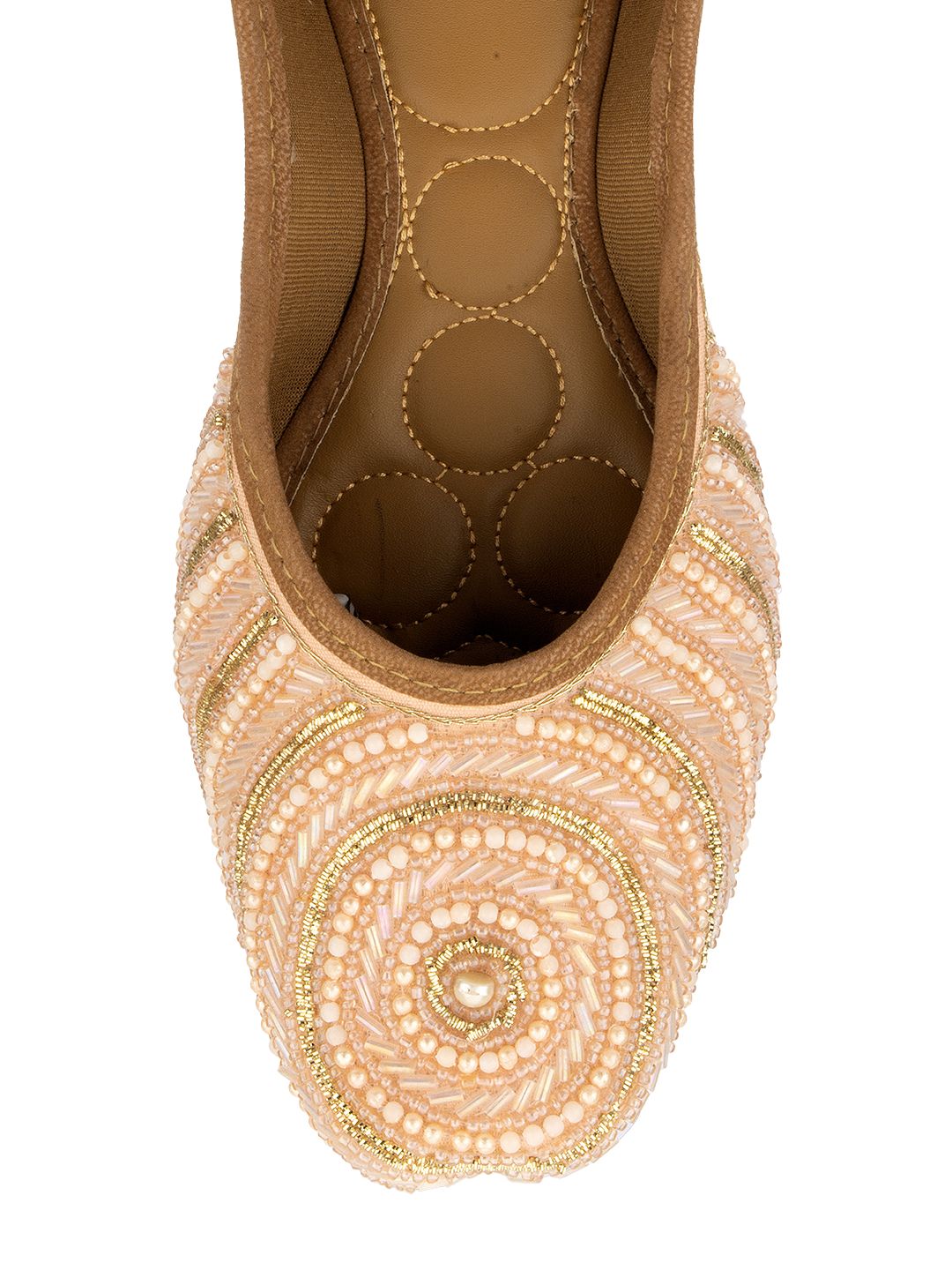 Desi Colour Women Indian Ethnic Footwear-Peach Circle Pearl | Grocsy
