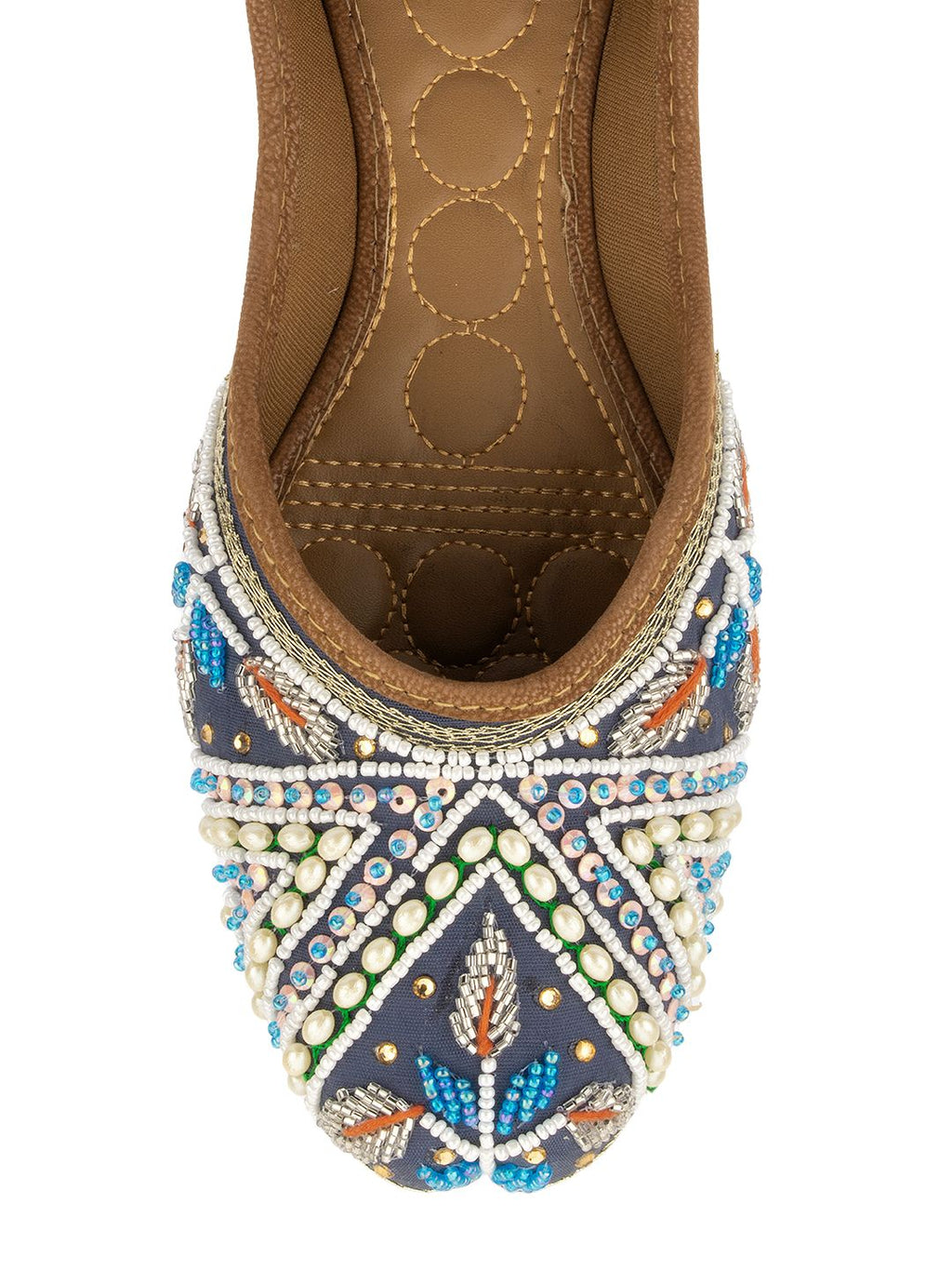 Desi Colour Women Indian Ethnic Footwear-Navy Blue Criss Cross | Grocsy