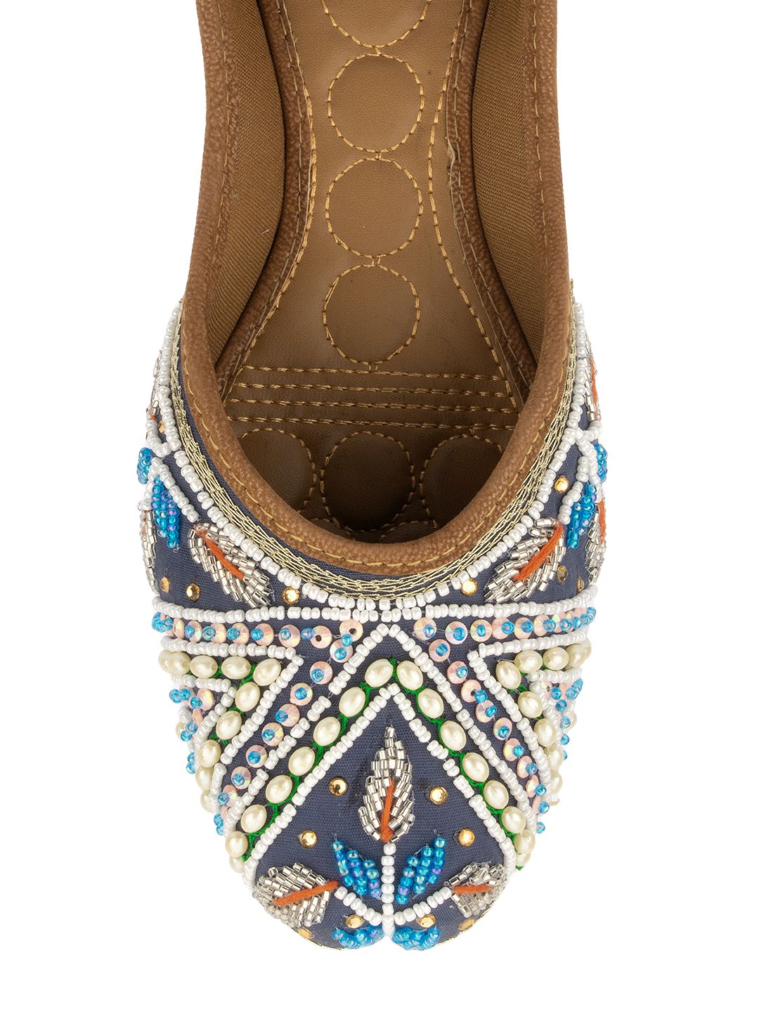 Desi Colour Women Indian Ethnic Footwear-Navy Blue Criss Cross | Grocsy