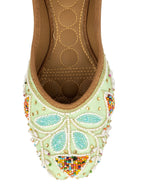 Desi Colour Women Indian Ethnic Footwear-Sea Green Vase | Grocsy