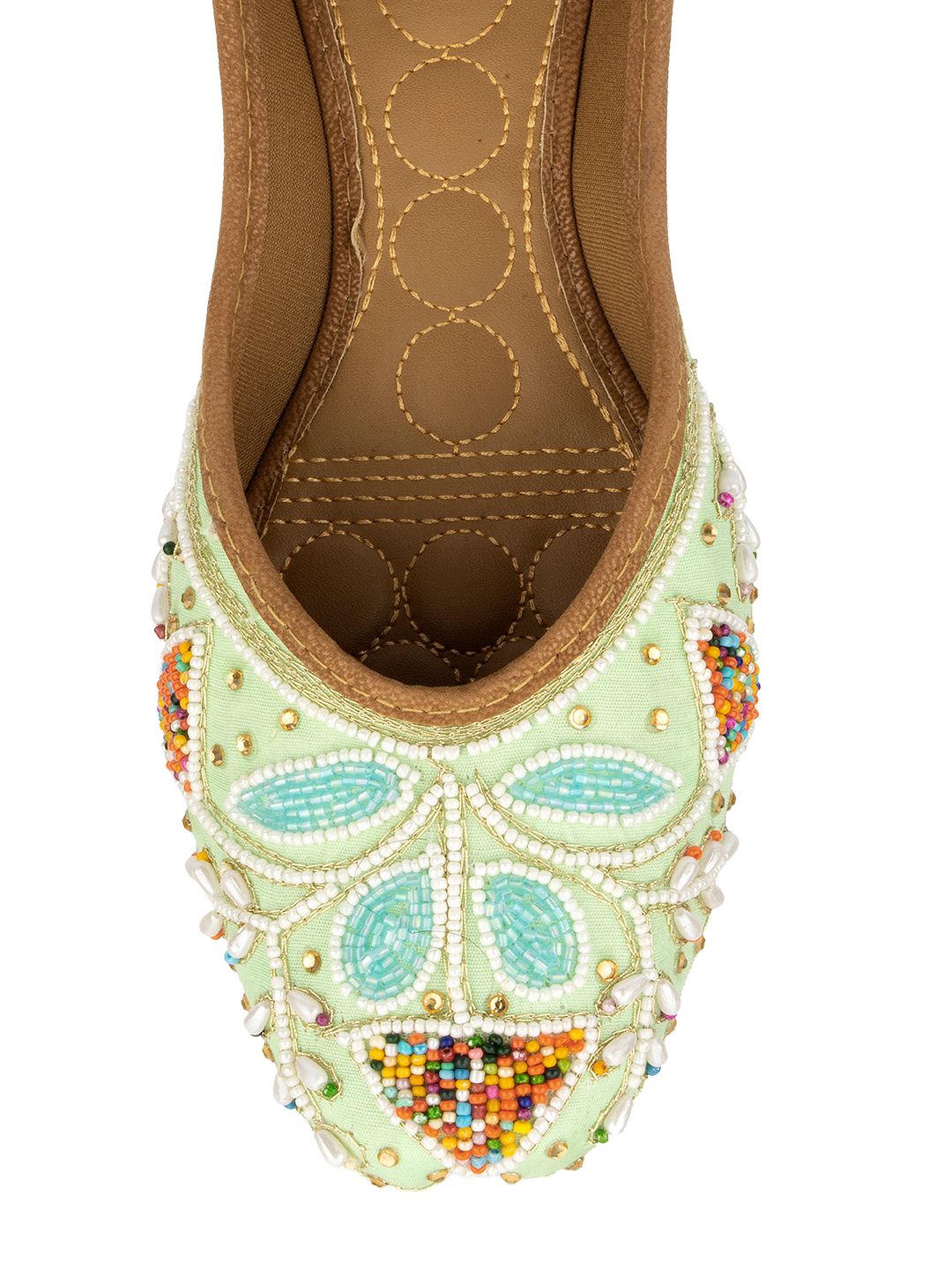 Desi Colour Women Indian Ethnic Footwear-Sea Green Vase | Grocsy
