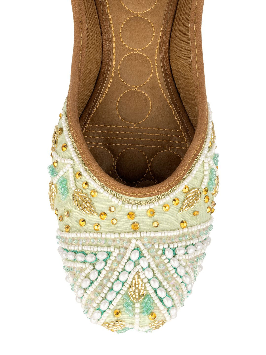 Desi Colour Women Indian Ethnic Footwear-Sea Green Criss Cross-1 | Grocsy